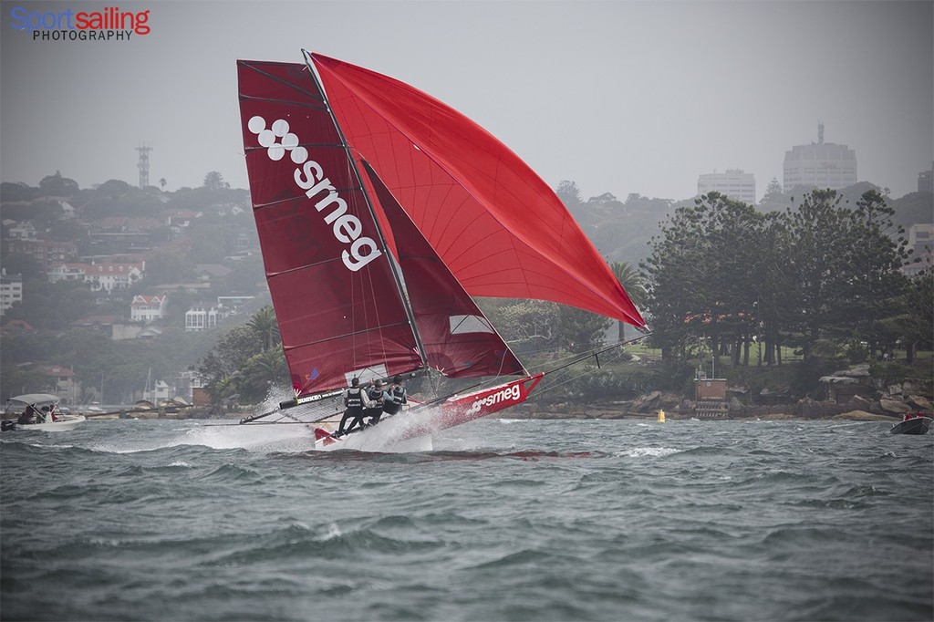 Smeg finished 4th in Heat 7 of the JJ Giltinan 2013 - 18ft Skiff JJ Giltinan Championships2013 - Race 7 © Beth Morley - Sport Sailing Photography http://www.sportsailingphotography.com